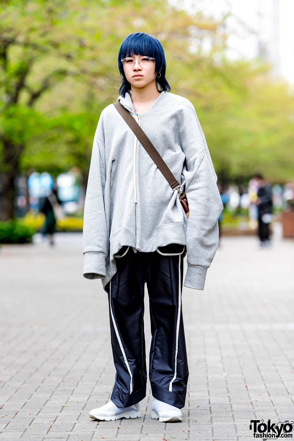 Blue-haired Harajuku Guy in Balmung Oversized Hoodie w/ Chloma, A.D.S.R, Ohta & Maison Margiela