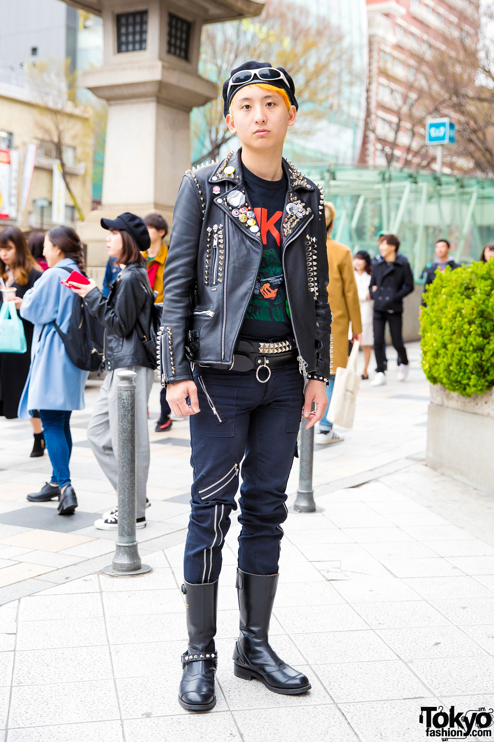 Punk-Inspired Harajuku Street Style w/ Spiked Leather Jacket 