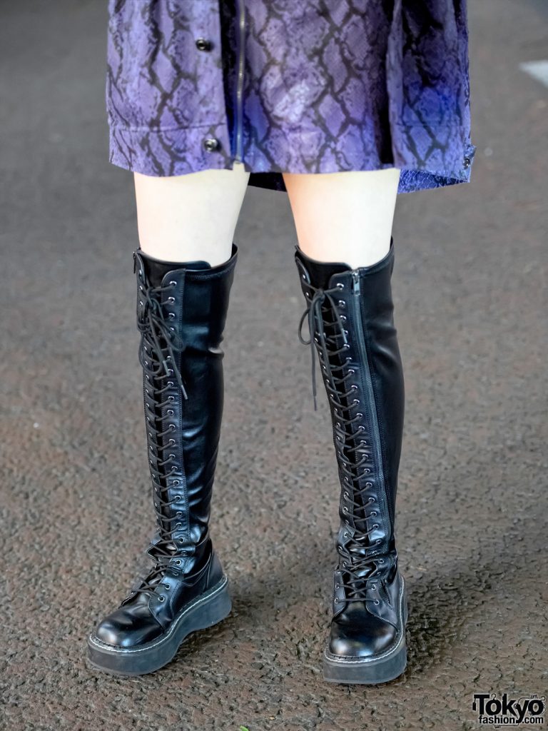 Harajuku Girl in DYOG Purple Snakeskin Jacket & Miniskirt, Faith Tokyo ...