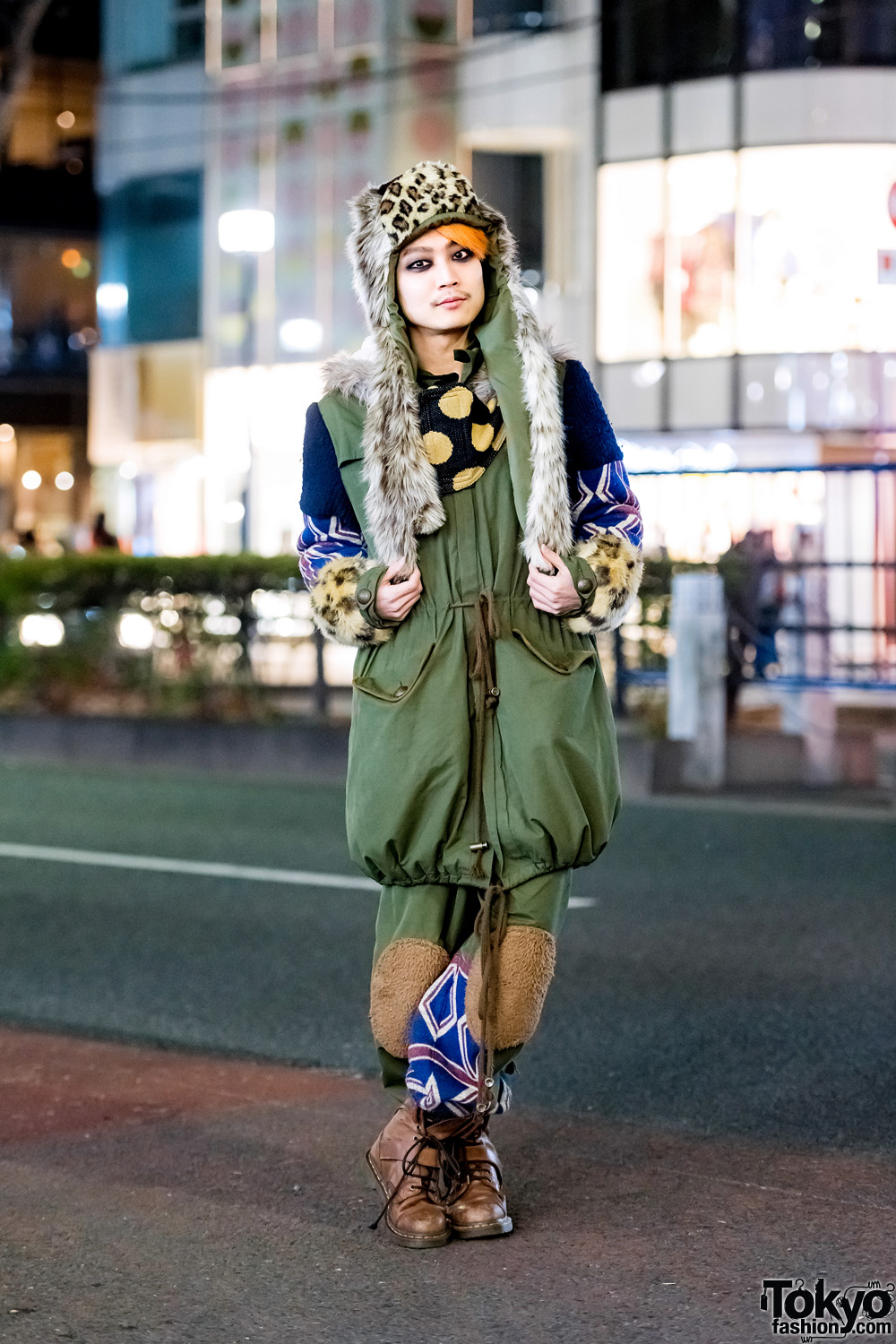 Japanese DJ in Mixed Prints & Faux Fur Harajuku Streetwear Style w/ MalkoMalka, Milkboy & Dr. Martens