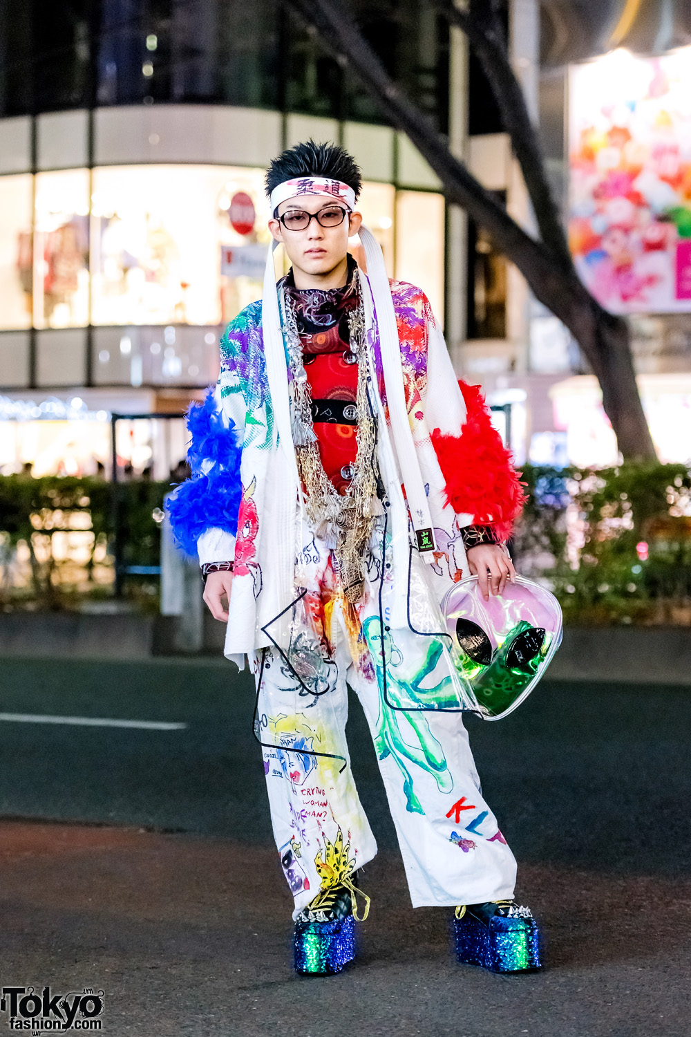 Tokyo Remake & Vintage Street Style w/ Romantic Standard Alien Clutch, YRU Tall Sequin Boots & Garb Statement Necklace