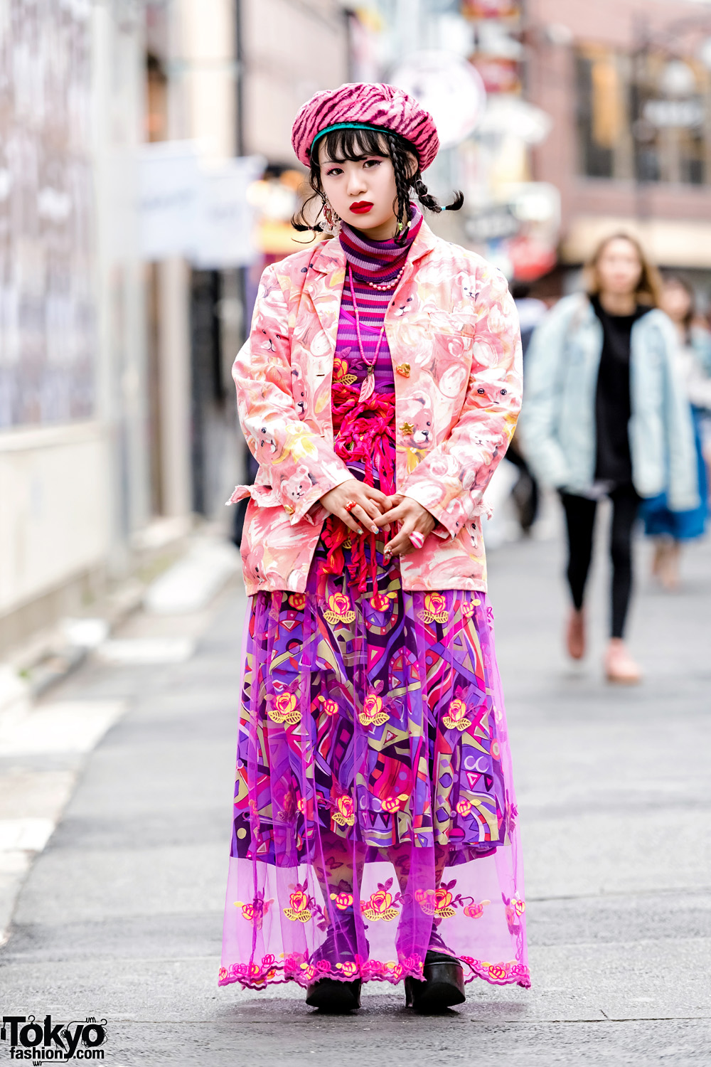 Fanatic Tokyo Editor in Pink Mixed-Prints Street Style w/ Anna Sui, Kinji, Tokyo Bopper, Tricot Comme des Garcons, Cayhane & Jubilee