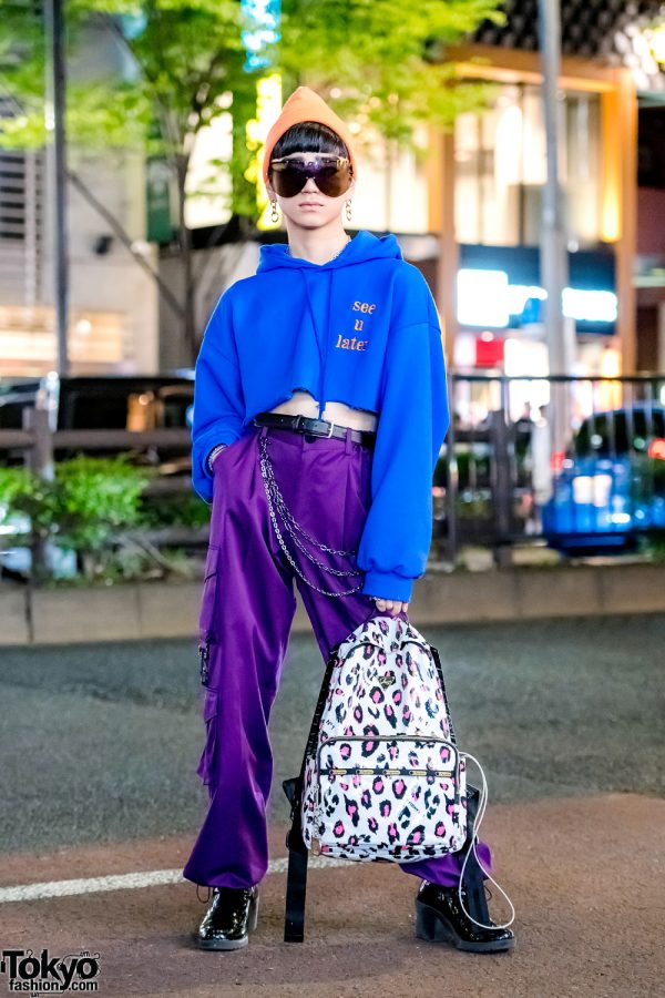 Japanese Street Style w/ Ding Cropped Hoodie, ESC Studio Parachute Pants, Forever21 Boots & Joyrich Backpack