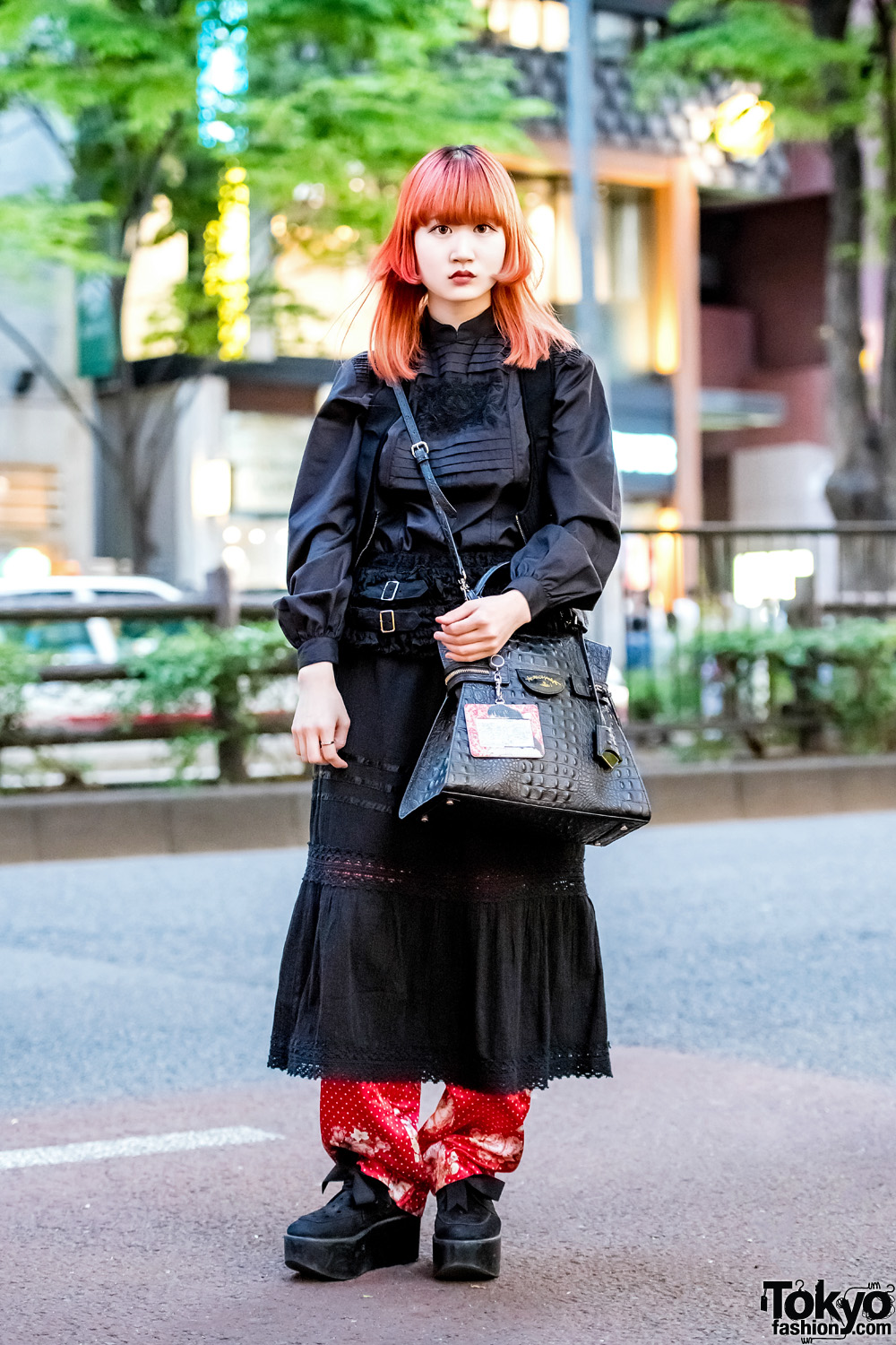 Red & Black Layered Street Style in Harajuku w/ Vivienne Westwood, Kinji & Tokyo Bopper
