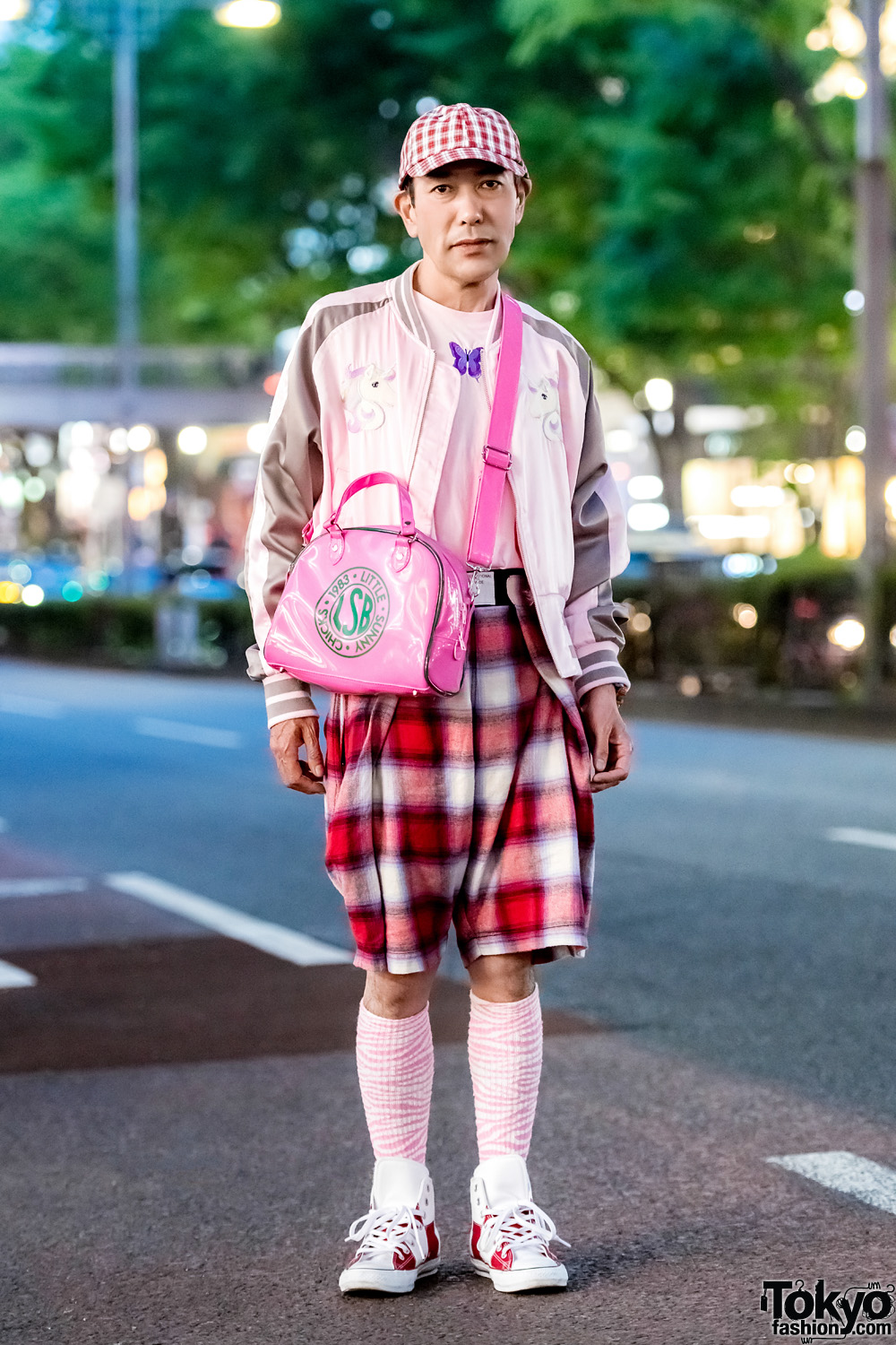 Plaid & Pink Tokyo Street Style w/ Laforet Harajuku, Little Sunny Bite, Stussy, G-Shock & Converse