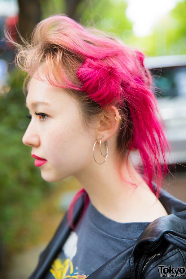 Vintage Tokyo Streetwear Style w/ Pink Hair, GU Leather 