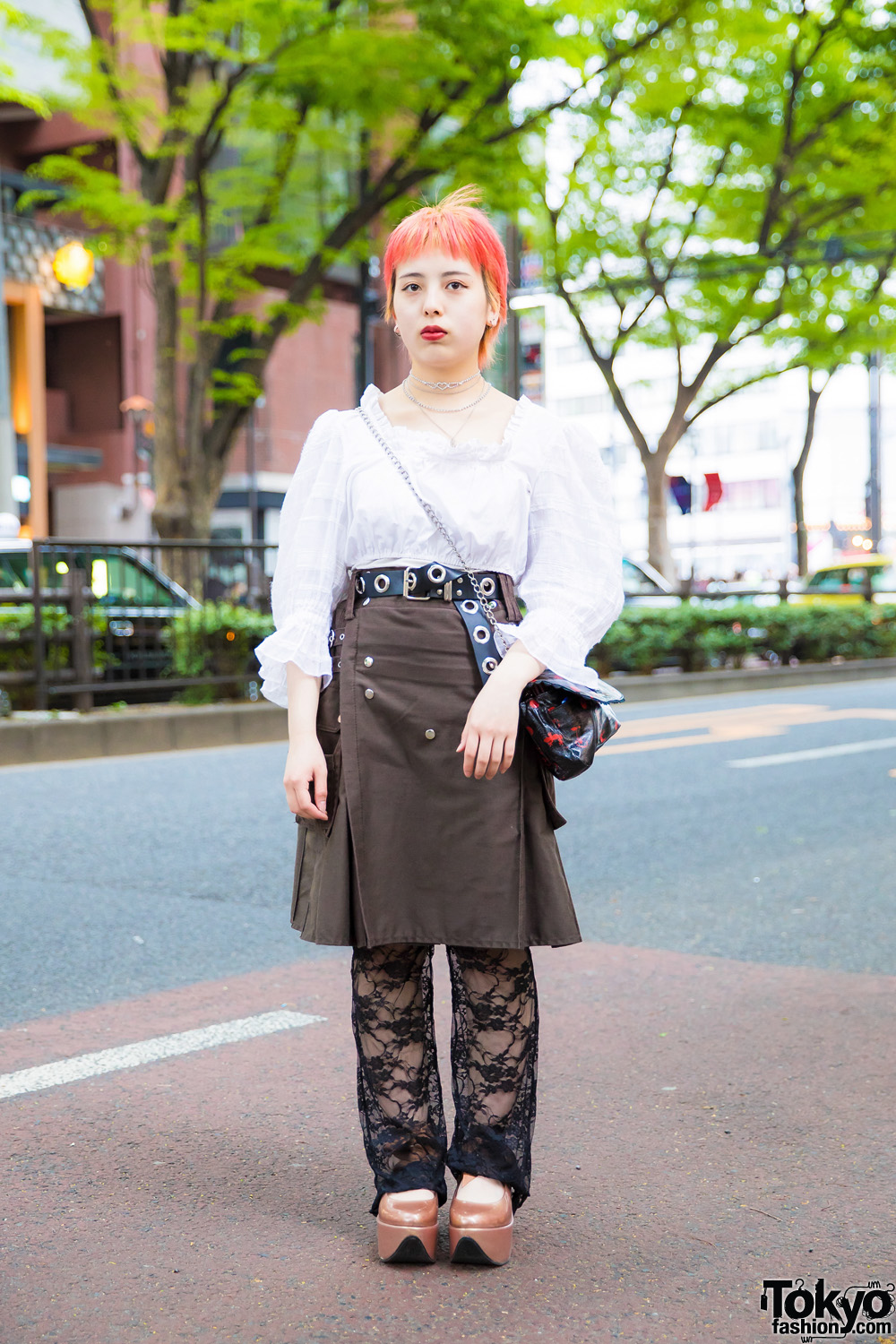 Pink-Haired Harajuku Girl in Faith Tokyo and Vivienne Westwood Tokyo Street Styles