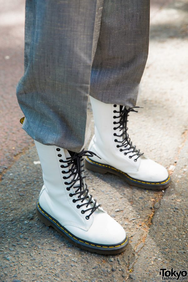 Dr. Martens White Mid-Calf Boots w 