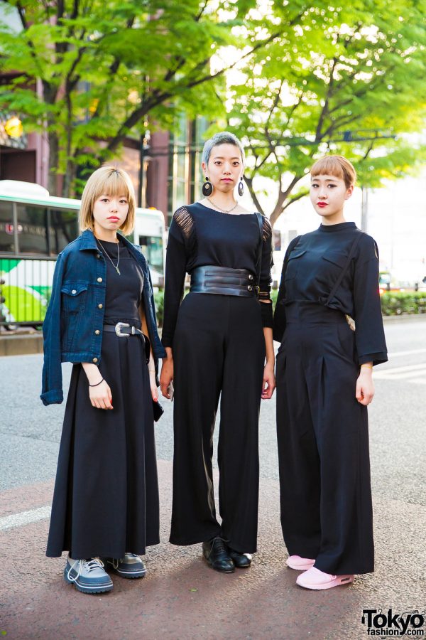 Trio of Hair Stylists in All Black Fashion w/ Jeanasis, Moussy, Onitsuka Tiger, Hysteric Glamour, Faith Tokyo, Gallerie & Cecil McBee