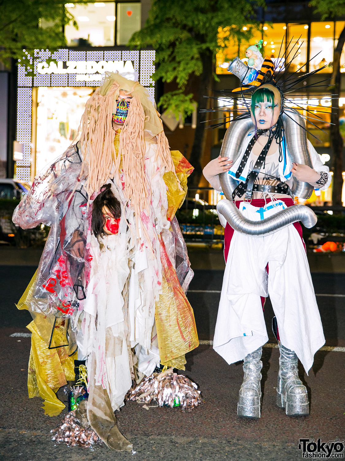 Avant-Garde Japanese Street Styles w/ Handmade & Remake Fashion, Spiked Headpiece, Face Mask, Demonia, YRU & Dolls Kill