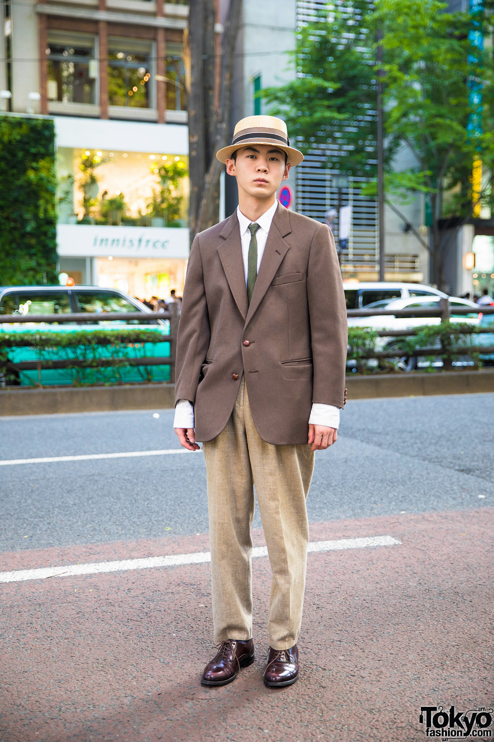 Japanese Hair Stylist Wearing Dapper Vintage Streetwear Style in Harajuku