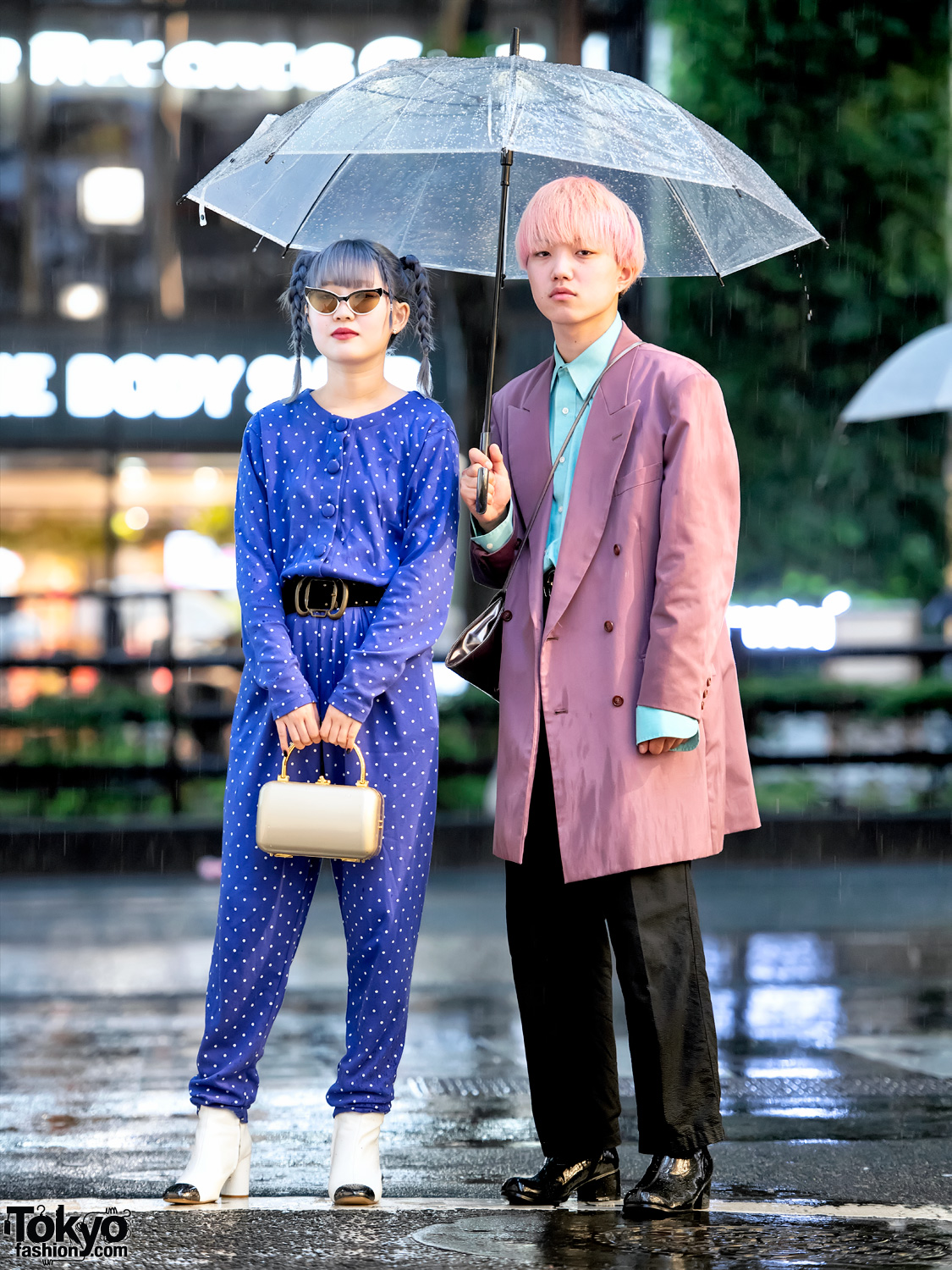 Rainy Harajuku Street Snaps w/ Punk Cake Vintage Jumpsuit, Gucci, Kinji & Clear Umbrella