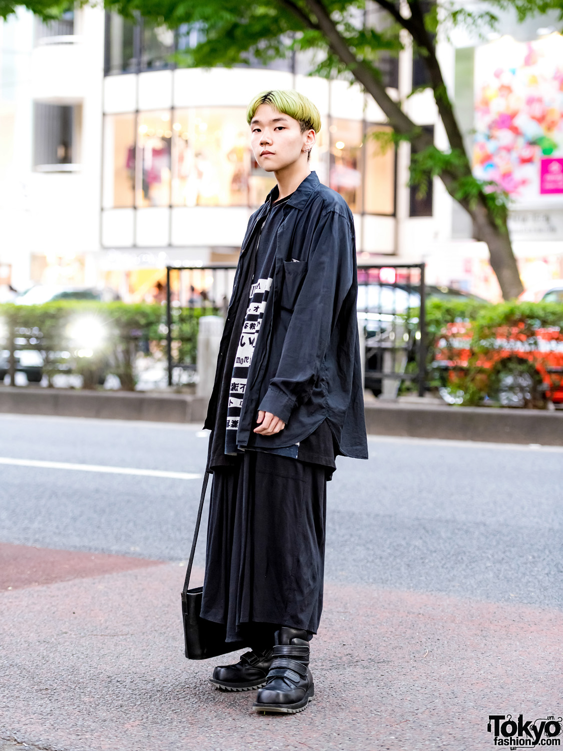 Green Hair & All-Black Harajuku Street Style w/ Yohji Yamamoto, Issey Miyake & Koji Kuga