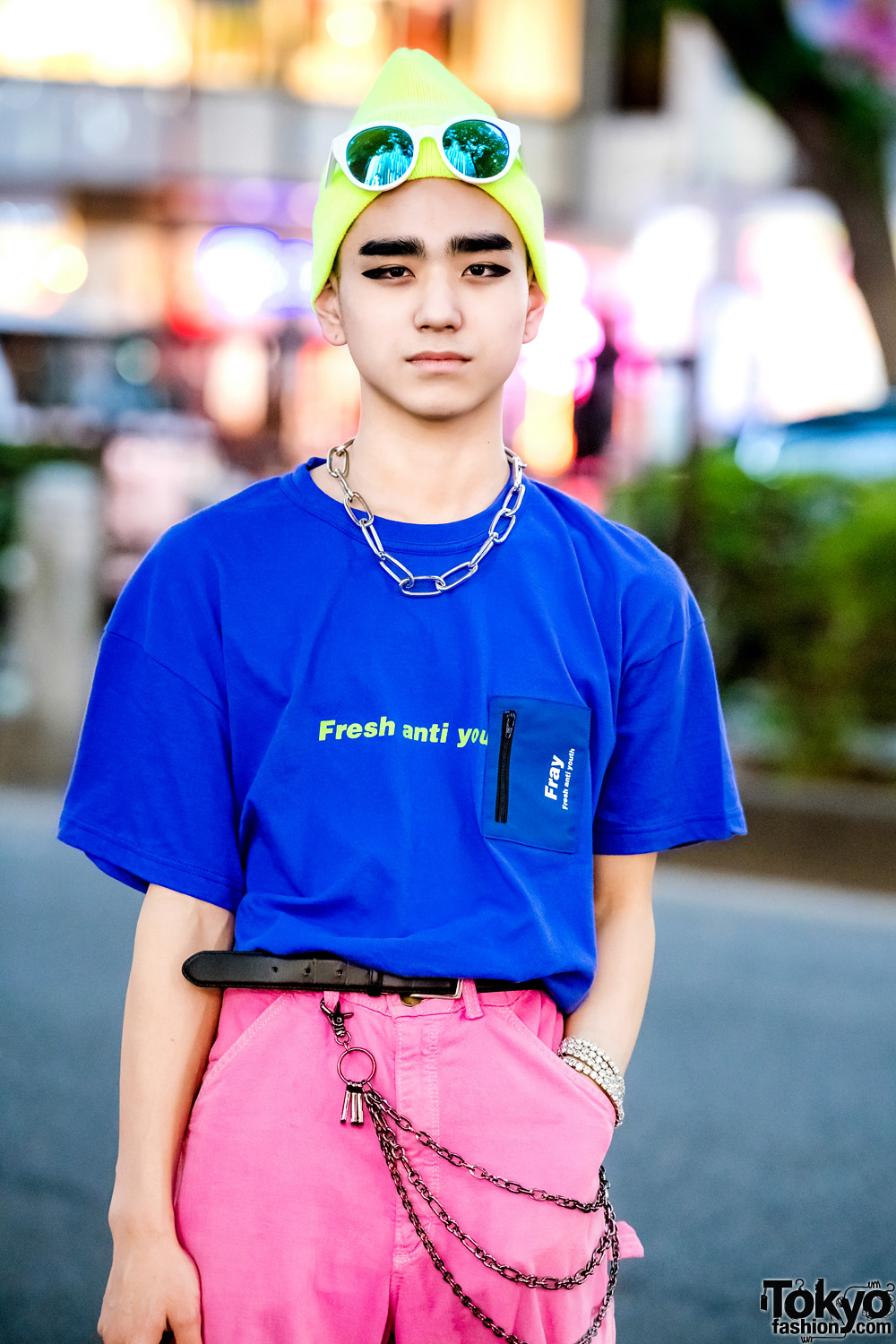 Colorful Harajuku Street Style w/ Fresh Anti Youth Pocket T-Shirt