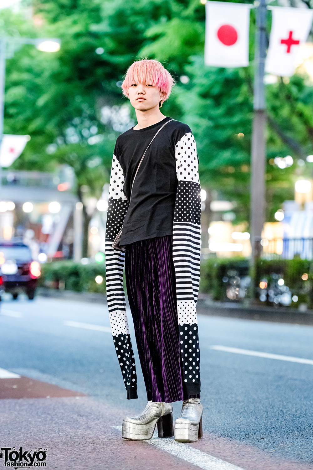 Tokyo Street Style w/ Yaponskii Extra Long Sleeves, Pleated Pants & Platform Snakeskin Boots