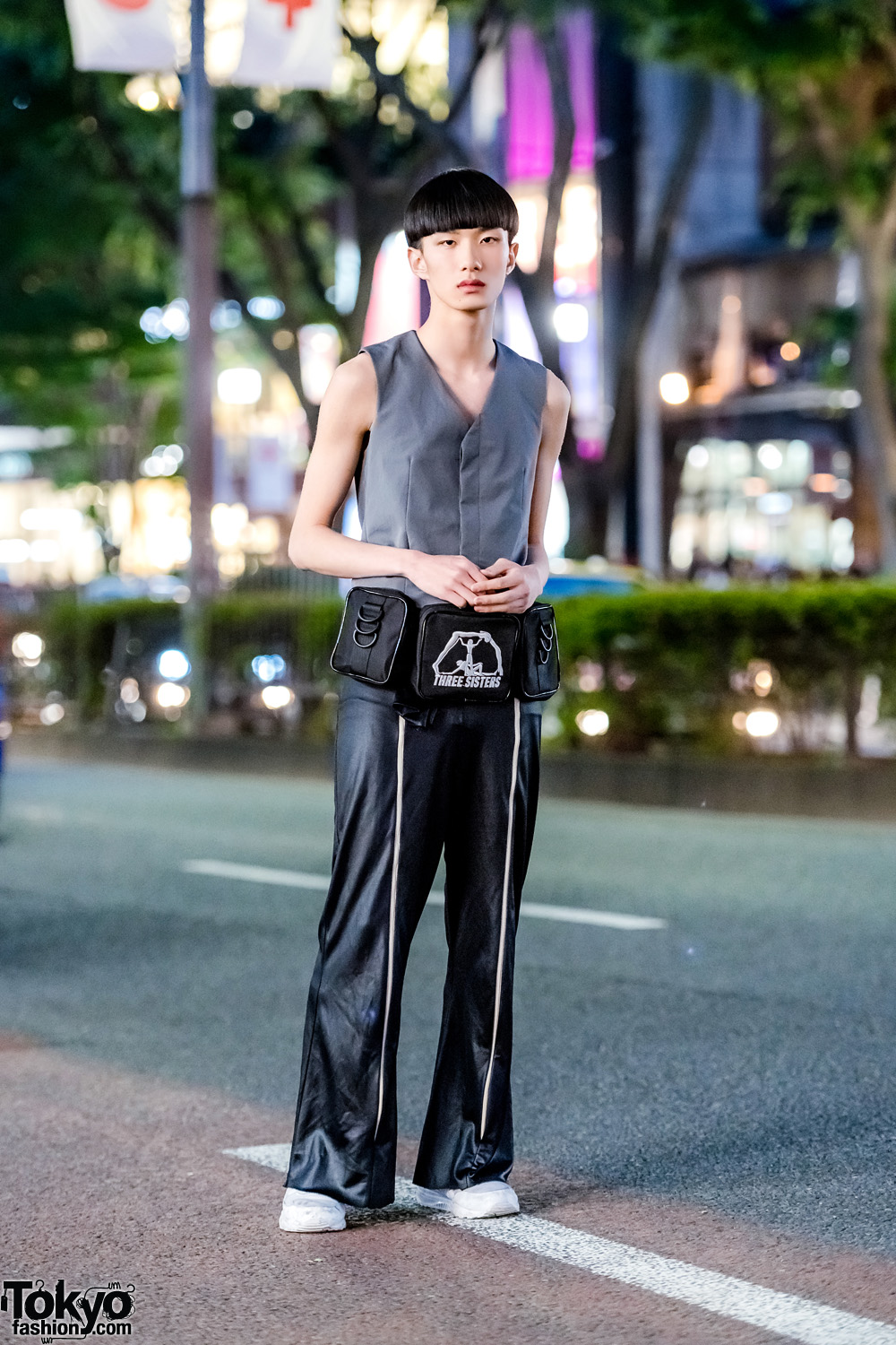 Harajuku Minimalist Street Style w/ Raf Simons Tailored Vest, Reebok Sneakers & Three Sisters Waist Bag