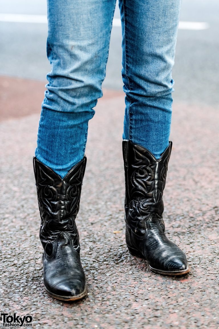 Jeans Tucked Into Cowboy Boots Tokyo Fashion