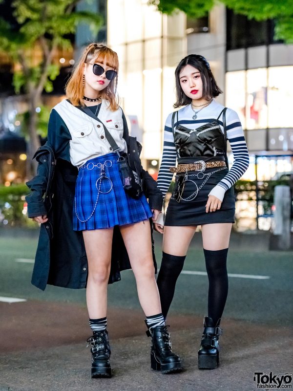 Harajuku Girls Streetwear Styles w/ Moussy Parka, Spinns Plaid Skirt ...