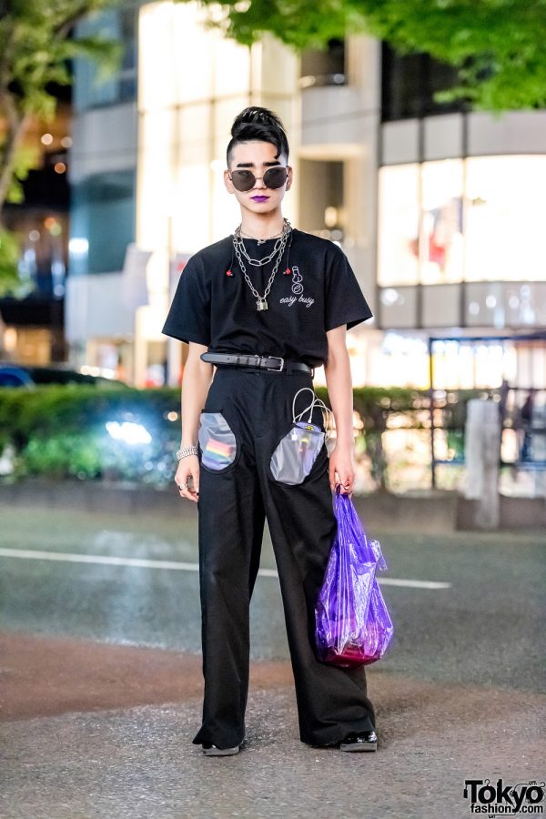 Harajuku Guy in All-Black Vintage Streetwear Fashion – Tokyo Fashion