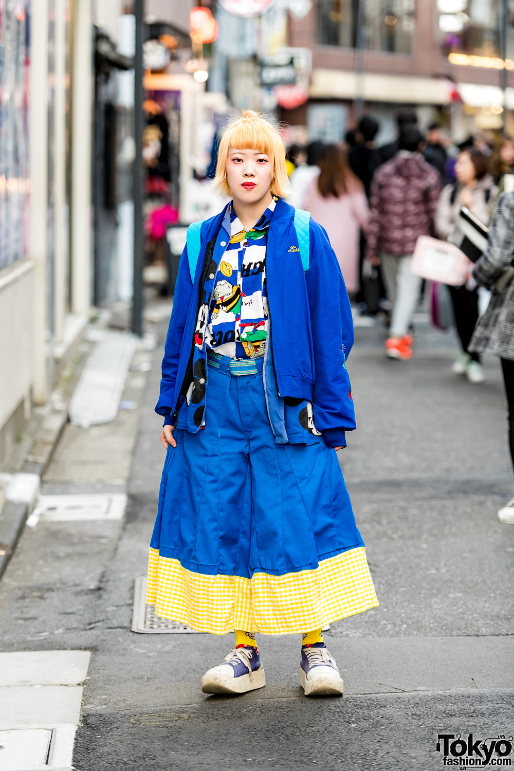 Blue Harajuku Street Style w/ San To Nibun No Ichi, Mickey Mouse, Tokyo Bopper & Kiramisa Quilted Backpack