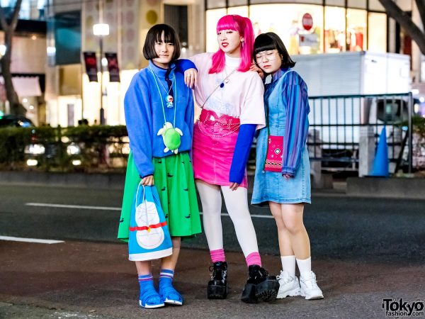 Fun Harajuku Teen Girls’ Streetwear w/ Doraemon, Pink Twin Tails, Panama Boy, Yosuke Platforms & Sketchers