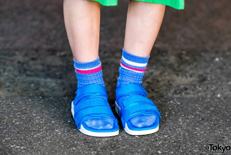 Harajuku Girl in Blue & Green Tokyo Street Style w/ Panama Boy & Nakano ...