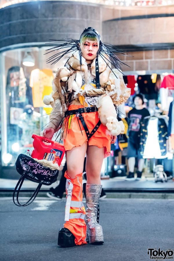 Experimental Harajuku Fashion Student in Avant-Garde Handmade & Remake Street Style