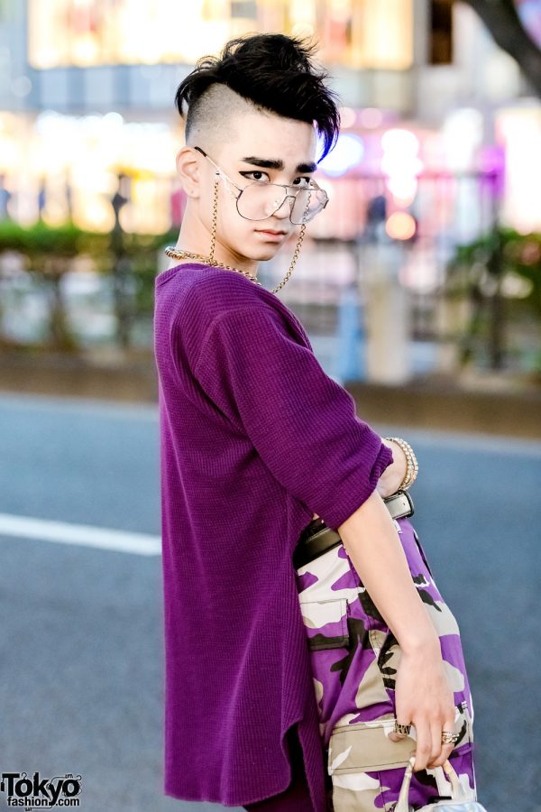 Purple Harajuku Street Styles w/ High-Low Sweater, Rothco Camo Pants ...