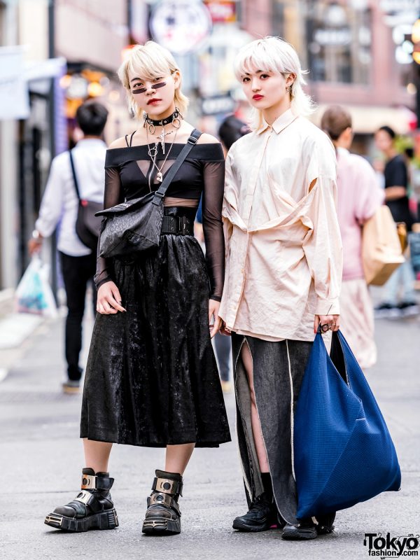 Blonde Harajuku Girls in Monochrome Streetwear w/ Tom Ford, Margiela, Newrock & Handmade Fashion