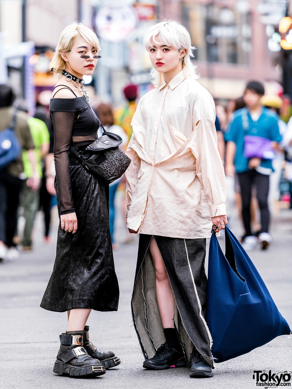 Blonde Harajuku Girls in Monochrome Streetwear w/ Tom Ford, Margiela, Newrock & Handmade Fashion