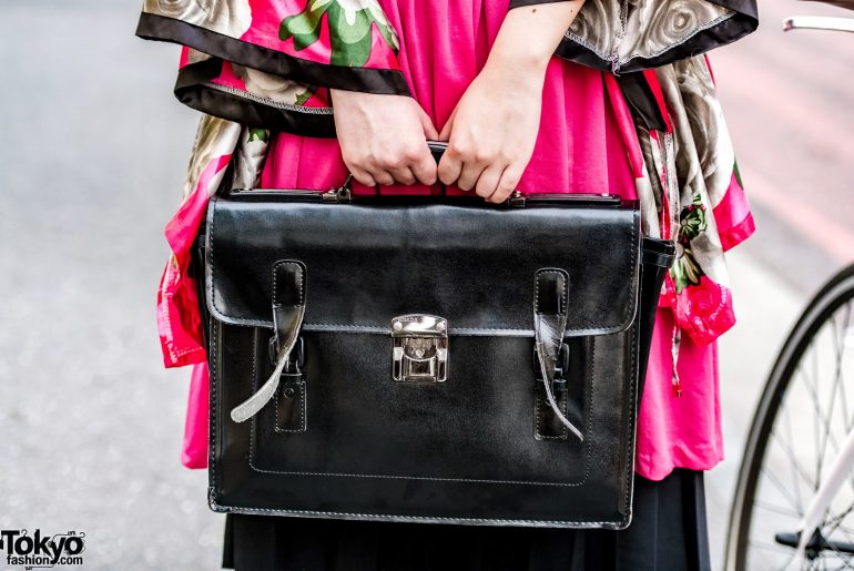 Pink & Black Street Style in Harajuku w/ Pink Twin Braids, Floral ...