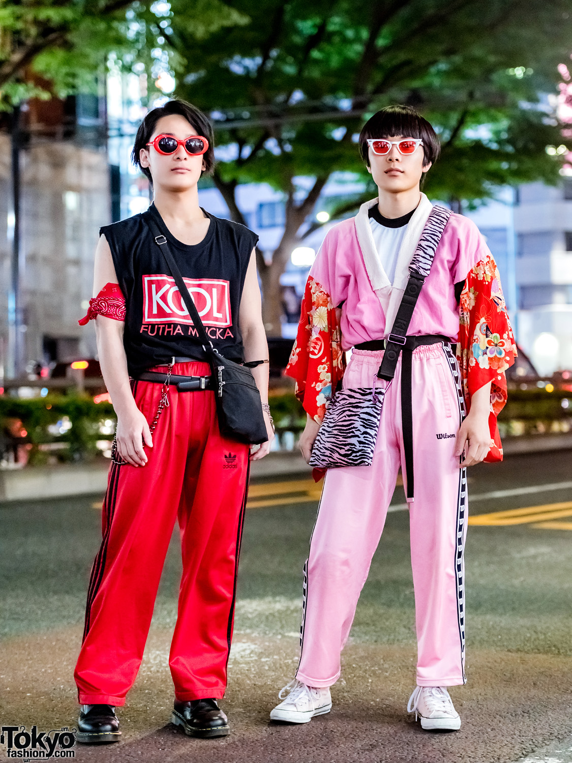 Vintage Kimono Top, Kenzo x H&M Bag, Sleeveless Tee, Dr. Martens & Converse in Harajuku