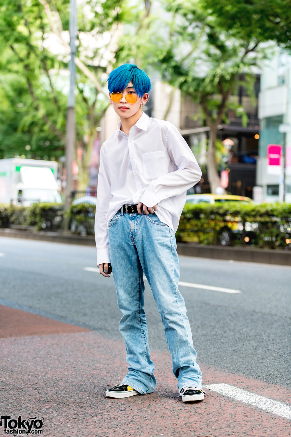 Japanese Minimalist Street Style w/ Blue Hair, Never Mind the XU, Another Youth & Vans Sneakers