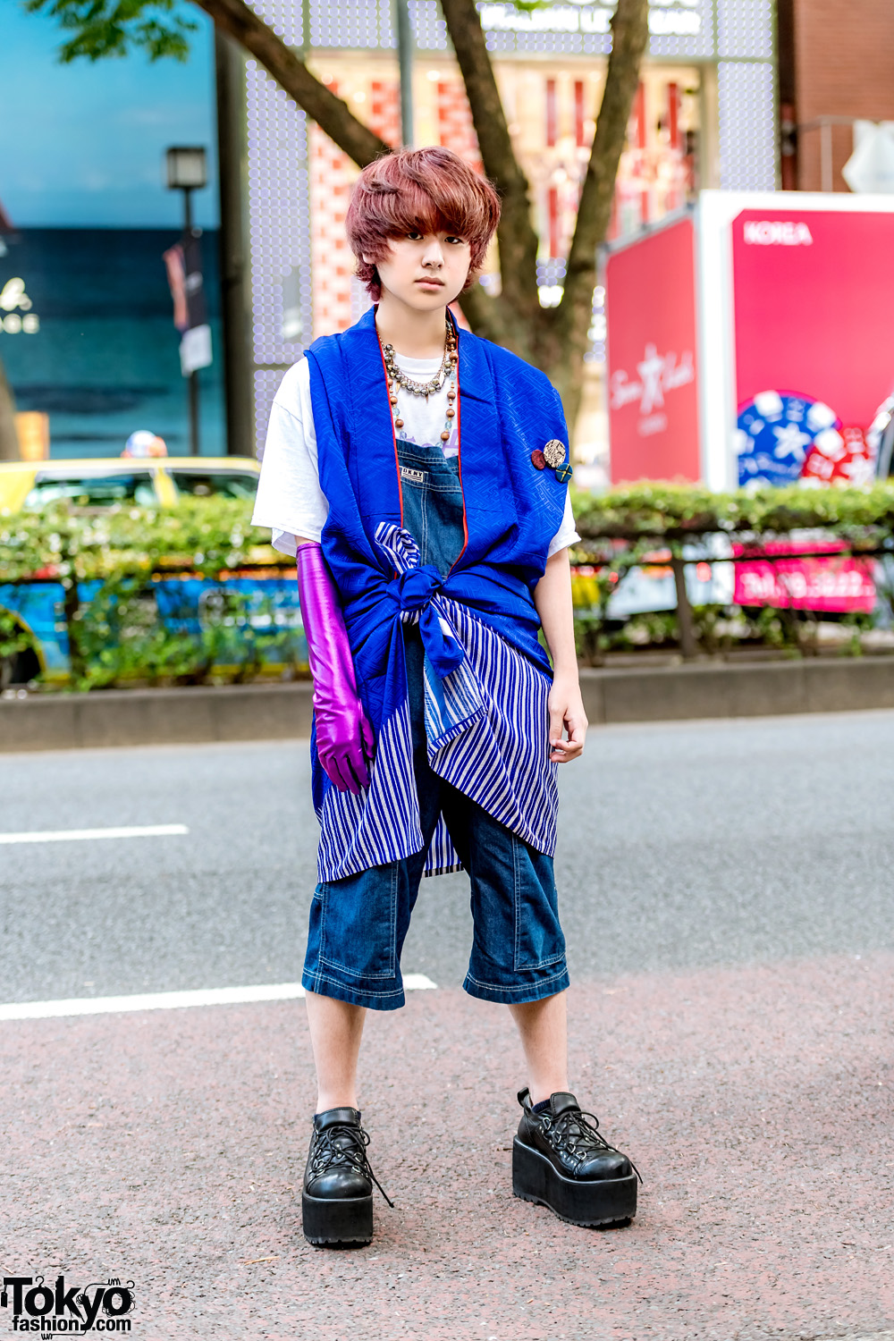 Harajuku Guy in Eclectic Street Style w/ DKNY Jumper, Southpaw Cathy T-Shirt, Yosuke Platforms & Christopher Nemeth Glove