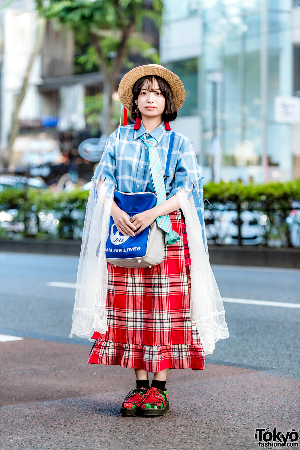 Remake Street Style in Harajuku w/ Plaid Ruffle Skirt, Checkered Shirt & Yosuke Strawberry Creepers