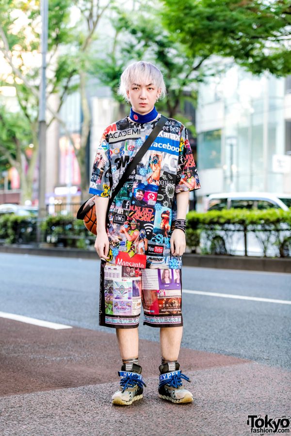 Harajuku Guy in DVMVGE Logo Print, Samsara Collection, Jeremy Scott, Bernhard Willhelm & Chanel