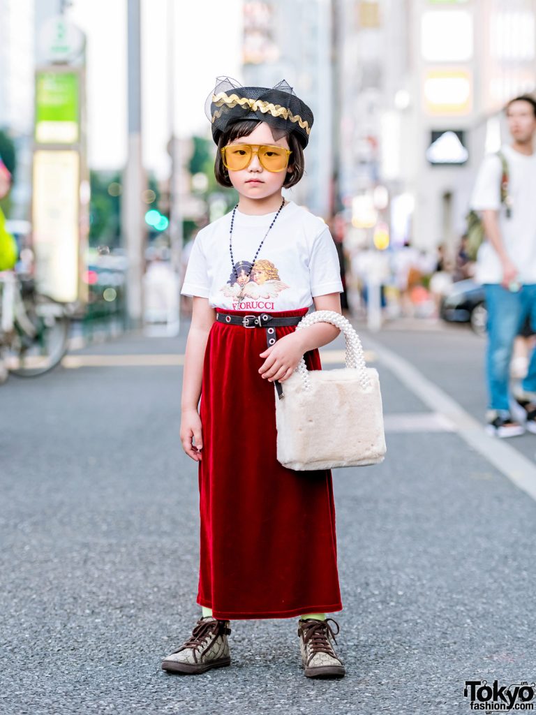 7-year-old Coco in Harajuku w/ Fiorucci T-Shirt, Vintage Velvet Skirt ...