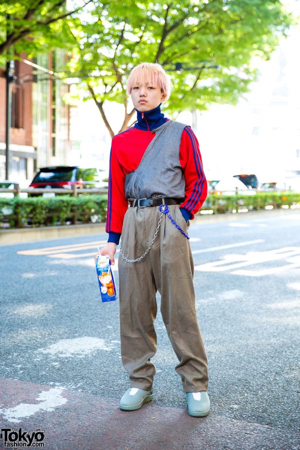 Remake Street Style in Harajuku w/ Adidas Turtleneck Jacket, Vintage Pants & Back To The Future Light Up Sneakers