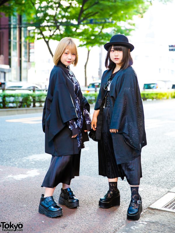 Harajuku Girls in All Black Street Styles w/ Sex Pot Revenge, Drug Honey, Yosuke Platform Shoes
