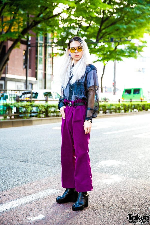 Eclectic Harajuku Street Style w/ Labrat, Organza Shirt, Maison Margiela Tabi Boots & Gucci Sunglasses