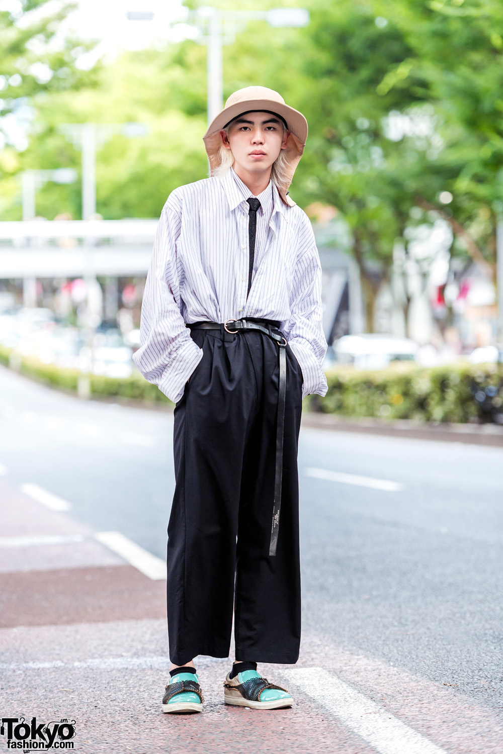 Japanese Streetwear Look w/ Dressedundressed Layered Shirts, Diego Vanassibara & Tan Hat