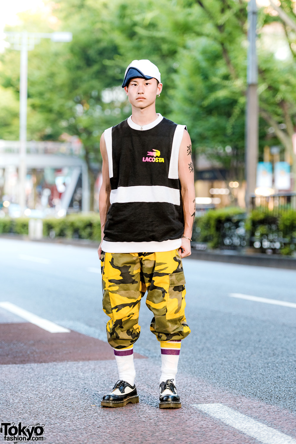 Japanese Mens Streetwear w/ San To Nibun No Ichi, Rothco Camouflage Pants & Dr Martens Creepers
