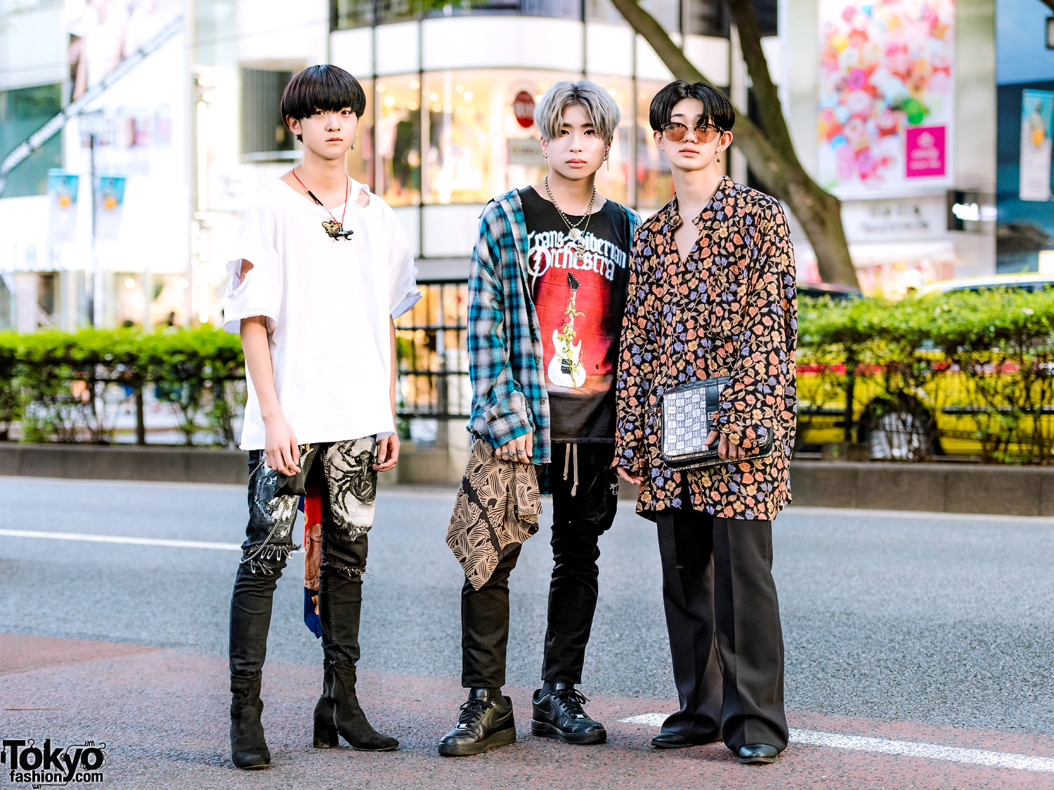Mens Streetwear Styles in Harajuku w/ H&M, GU, Christopher Nemeth, Nike, Empty Noir, Givenchy & Trans Siberian Orchestra Band Shirt