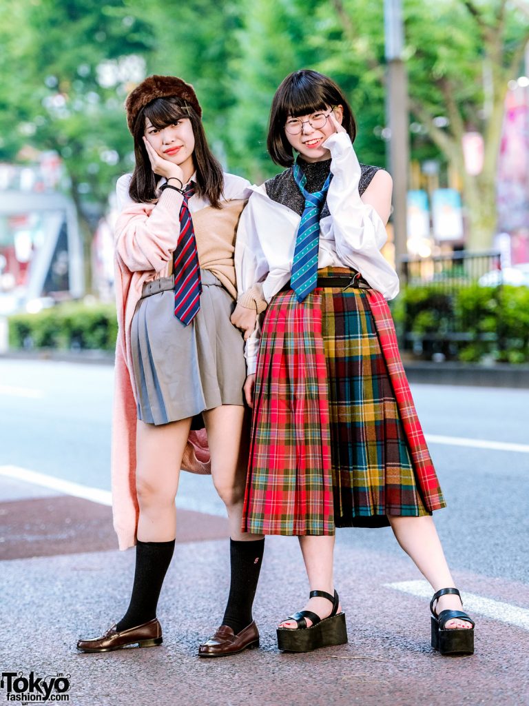 Japanese School Uniform Inspired Harajuku Street Styles w/ Neck Ties