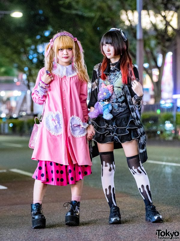 Kawaii Pink & Black Harajuku Street Styles w/ Handmade Dress, Ank Rouge ...