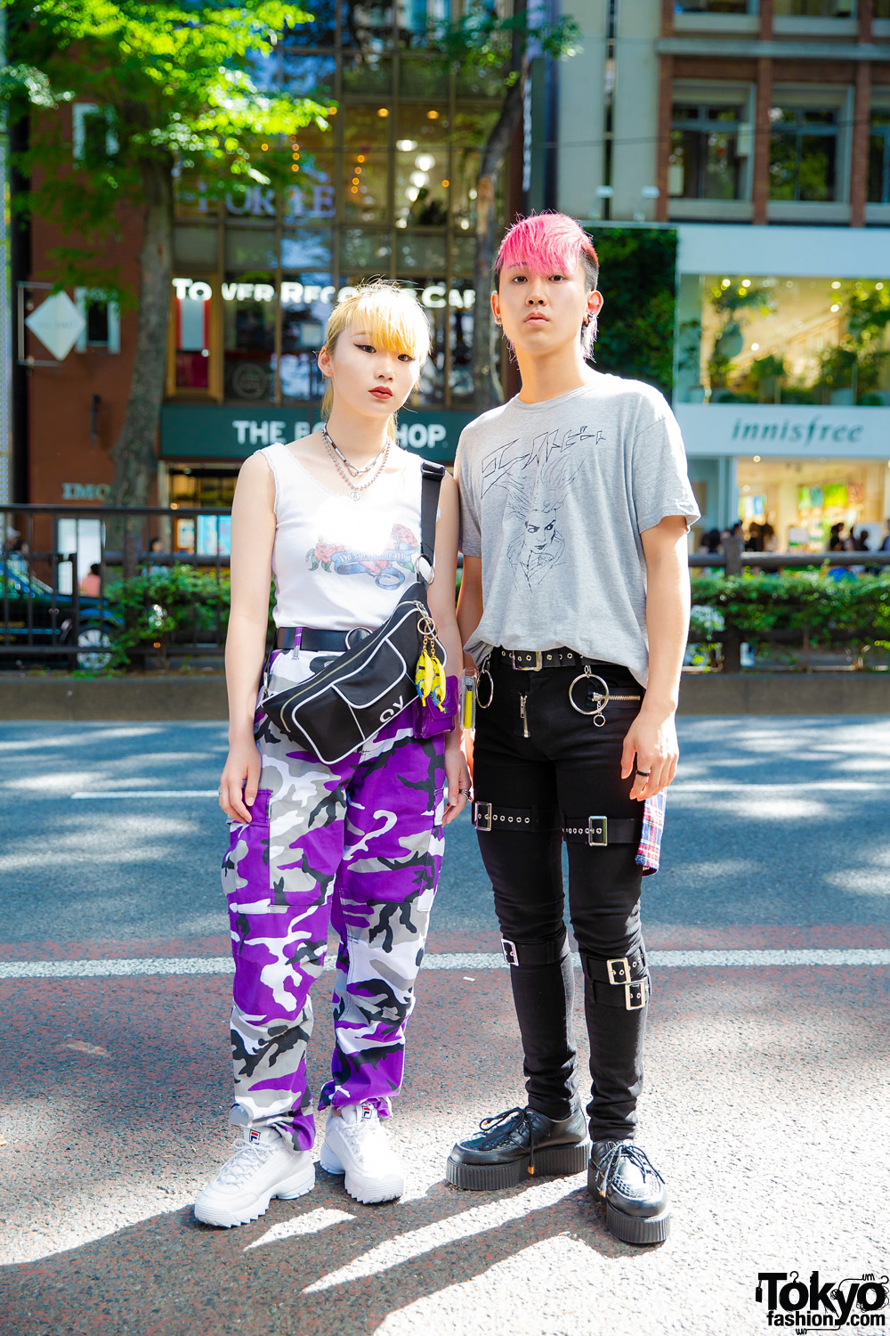 Purple Camo Pants & Pink Hair in Harajuku w/ Faith Tokyo, OY, Fila, Eight Beat, Another Youth, Demonia & Vivienne Westwood