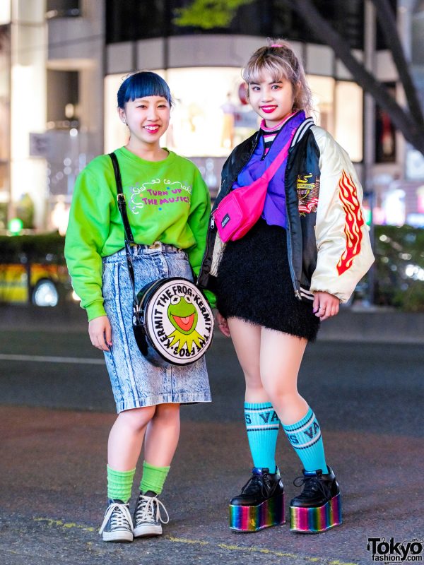 Colorful Street Fashion in Harajuku w/ Peco Club, Pinnap, Converse, YRU, Nadia, Kobinai & Kermit The Frog Bag