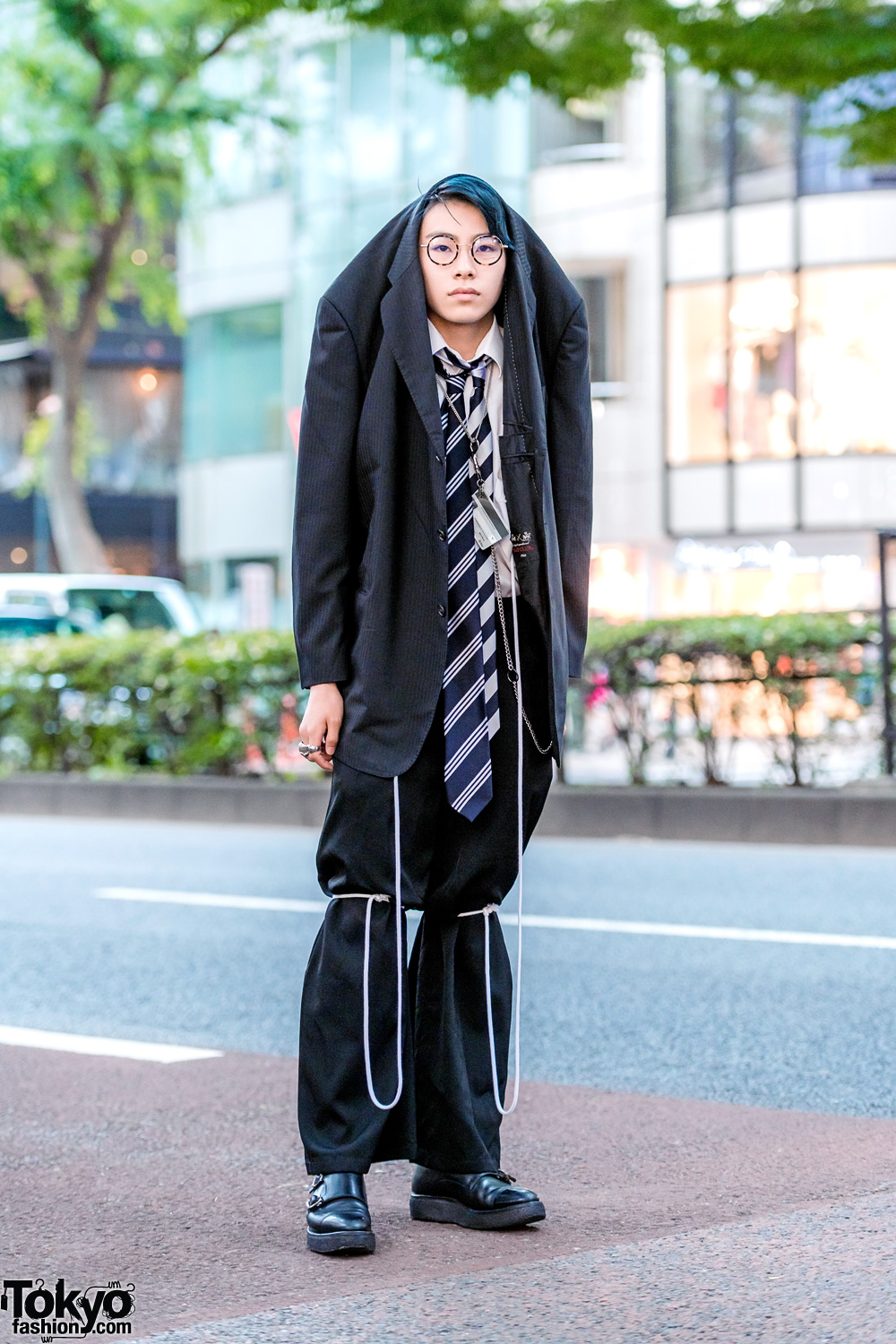 Statement Japanese Menswear Suit Street Style W Blazer Worn Over Head Double Neckties Yohji