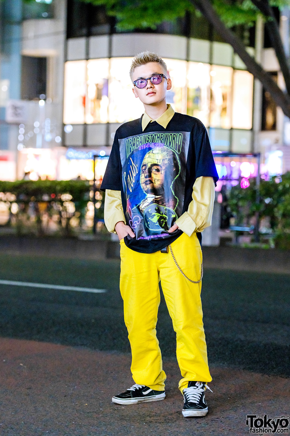 Preppy Street Casual Style in Harajuku w/ Supreme Pants, Y/Project T-Shirt & Vans Suede Sneakers