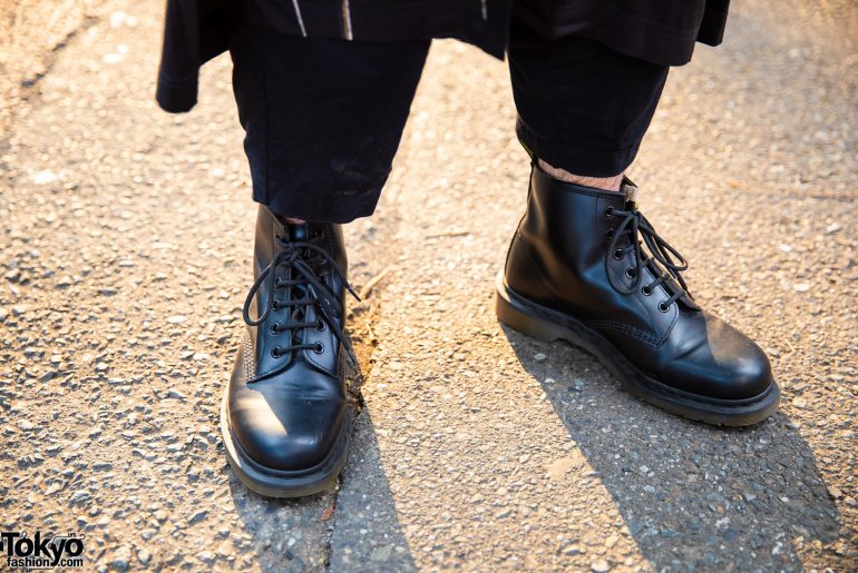 Yohji x Evangelion Printed Cardigan & Black Leather Boots in Harajuku ...